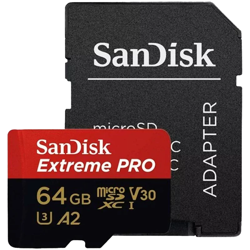 SanDisk Extreme PRO microSDXC 64GB + SD Adapter + 2 years RescuePRO Deluxe up to 200MB/s & 90MB/s Read/Write speeds A2 C10 V30 U