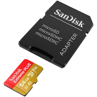 SanDisk Extreme PLUS microSDXC 64GB + SD Adapter + 2 years RescuePRO Deluxe up to 200MB/s & 90MB/s Read/Write speeds A2 C10 V30 