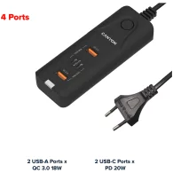 CANYON charger H-10 PD 20W QC 3.0 18W 2USB-A 2USB-C Desk Black - 3