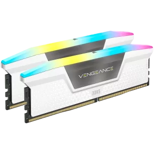 Corsair DDR5, 6000MT/s 32GB 2x16GB DIMM, Unbuffered, 36-44-44-96, Std PMIC, XMP 3.0, VENGEANCE RGB DDR5, 1.4V, white