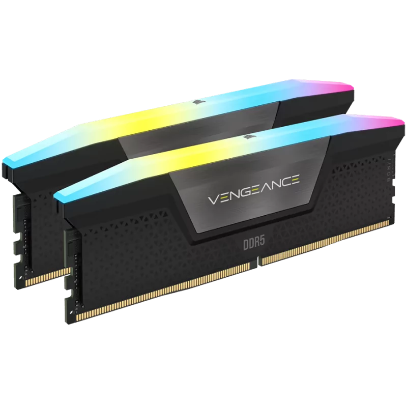 Corsair DDR5, 5600MT/s 64GB 2x32GB DIMM, Unbuffered, 40-40-40-77, Std PMIC, XMP 3.0, VENGEANCE RGB DDR5 Black Heatspreader, Blac