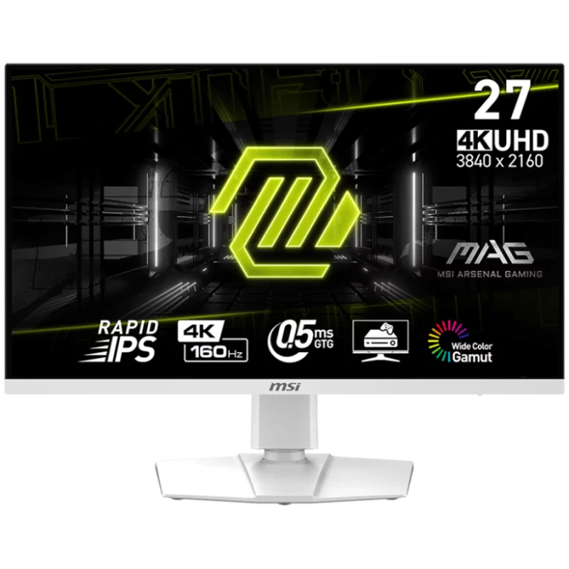 MSI MAG 274URFW Gaming Monitor, 27" 160Hz, 4K UHD (3840x2160) 16:9, Rapid IPS Anti-glare, 0.5ms, 400nits, 1000:1, 178°/178°, Fre