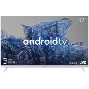 Kivi 32', HD, Google Android TV, White, 1366x768, 60 Hz, Sound by JVC, 2x8W, 33 kWh/1000h , BT5, HDMI ports 3, 24 months