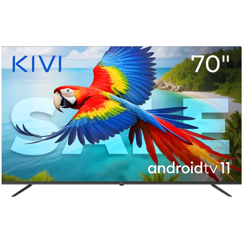 Kivi 70", UHD, Android TV 11, Black, 60 Hz, AV1, Sound 2x12W, 115 kWh/1000h, Energy F, WiFi5G, BT5.1, 4xHDMI, 2xUSB - 1
