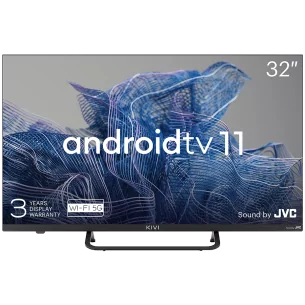 Kivi 32', FHD, Android TV 11, Black, 1920x1080, 60 Hz, Sound by JVC, 2x8W, 27 kWh/1000h , BT5.1, HDMI ports 3