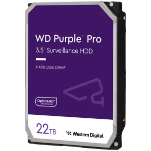 HDD Video Surveillance WD Purple Pro 22TB CMR (3.5'', 512MB, 7200 RPM, SATA 6Gbps, 550TB/year)