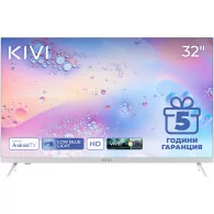 Kivi 32", White, HD, Android TV 11, Black, 1366x768, 60 Hz, AV1, Sound 2x8W, 26 kWh/1000h, WiFi5G, BT5.1, 3xHDMI, 2xUSB - 2