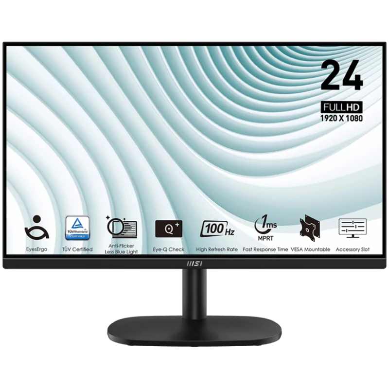 MSI PRO MP245V Professional Business Monitor, 23.8" 100Hz, FHD (1920x1080) 16:9, VA Anti-glare, 1ms/4ms, 300nits, 4000:1, 178°/1