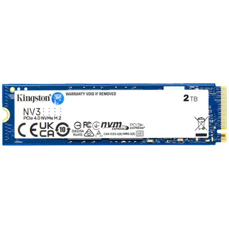 Kingston 2TB NV3 SSD M.2 2280 PCIe 4.0 NVMe, Read: 6,000/ Write: 5,000MB/s - 1 Kingston 2TB NV3 SSD M.2 2280 PCIe 4.0 NVMe, Read: 6,000/ Write: 5,000MB/s - 1