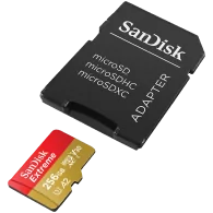 SanDisk Extreme microSDXC 256GB + SD Adapter + 1 year RescuePRO Deluxe up to 190MB/s & 130MB/s Read/Write speeds A2 C10 V30 UHS-