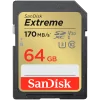SanDisk Extreme 64GB SDXC Memory Card + 1 year RescuePRO Deluxe up to 170MB/s & 80MB/s Read/Write speeds, UHS-I, Class 10, U3, V