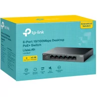TP-LINK LS106LP 6-Port 10/100Mbps Desktop Switch with 4-Port PoE - 6