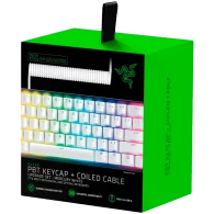 Razer PBT Keycap + Coiled Cable Upgrade Set - Mercury White, Durable Doubleshot PBT, Keycap Count: 120, Standard bottom row US a