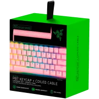 Razer PBT Keycap + Coiled Cable Upgrade Set - Quartz, Durable Doubleshot PBT, Keycap Count: 120, Standard bottom row US and UK l