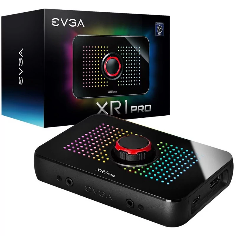 EVGA XR1 Pro Capture Card, Certified for OBS, 1440p 144fps/4K 60fps HDR Pass Through, 1440p 60fps/4K 30fps Capture, USB 3.1 Type