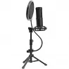 LORGAR Gaming Microphones, Black, USB condenser microphone with tripod stand, pop filter, including 1 microphone, 1 Height metal