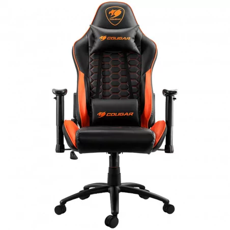 COUGAR OUTRIDER - Orange, Gaming Chair, Premium PVC Leather, Head and Lumbar Pillow, High Density Shaping Foam, Continuous 180º 