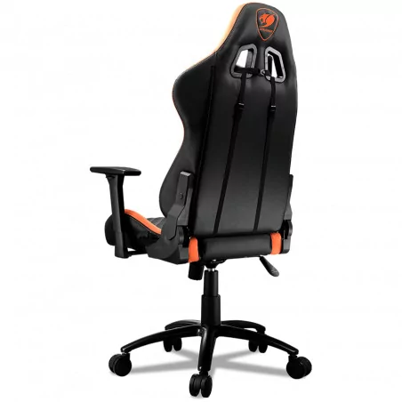 COUGAR Armor Pro Orange, Full Steel Frame, Breathable PVC Leather, Diamond Check Pattern Design, Micro Suede-Like Texture, Head 