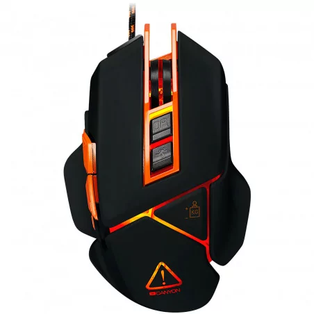 CANYON Optical gaming mouse, adjustable DPI setting 800/1000/1200/1600/2400/3200/4800/6400, LED backlight, moveable weight slot 