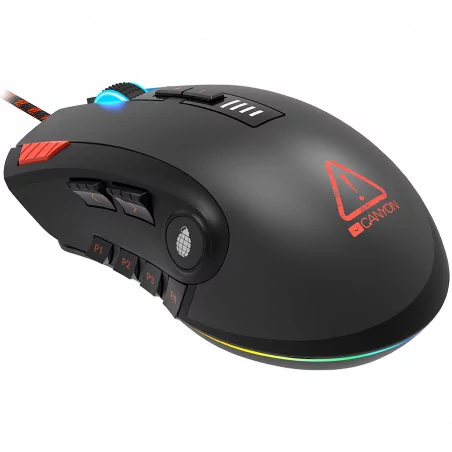 CANYON,Gaming Mouse with 12 programmable buttons, Sunplus 6662 optical sensor, 6 levels of DPI and up to 5000, 10 million times 