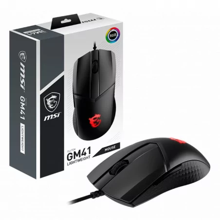 MSI CLUTCH GM41 LIGHTWEIGHT Gaming Mouse, 65g Ultra-Light, PixArt PMW-3389 Optical Sensor - 16 000 DPI, OMRON Switches Rated for