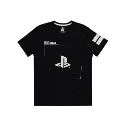 Тениска Bioworld Difuzed Sony Playstation, Черна с бяло лого, Мъжка, L