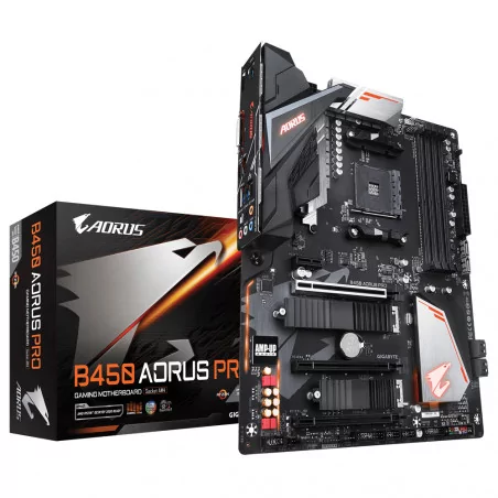 Дънна платка GIGABYTE B450 AORUS PRO Socket AM4, 4 x DDR4, RGB Fusion, (rev. 1.0) - 1