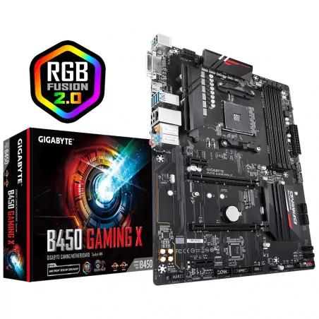 Дънна платка GIGABYTE B450 Gaming X Socket AM4, 4 x DDR4, RGB Fusion, (rev. 1.0) - 2