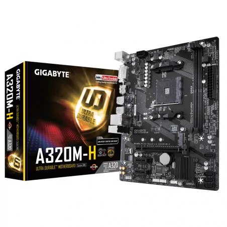 Дънна платка GIGABYTE A320M-H, Socket AM4, mATX, 2xDDR4, M.2 NVMe - 1