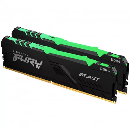 KINGSTON DRAM 32GB 3600MHz DDR4 CL18 DIMM (Kit of 2) FURY Beast RGB Black EAN: 740617319057 - 1