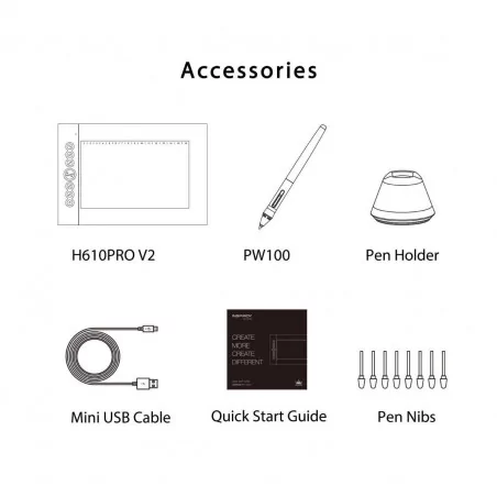 Графичен таблет HUION H610PRO V2, USB, Черен - 6