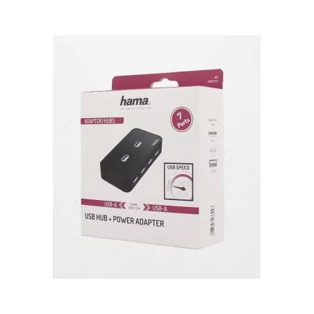 USB хъб със захранване HAMA, USB 2.0, 7-портов, 480 Mbit/s, Черен - 3