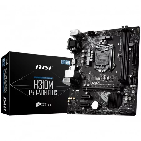 MSI H310M PRO-VDH PLUS, mATX, Socket 1151, Dual Channel DDR4 up to 2666 MHz, 1 x PCIe 3.0 x16 slot, 1x HDMI, 1x DVI-D, 1x VGA, 2