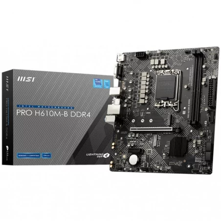 MSI PRO H610M-B DDR4, mATX, Socket 1700, Dual Channel DDR4 3200MHz, 1x PCIe x16 slot, 1x M.2 slot, 1x HDMI, 1x VGA, 2x USB 3.2 G