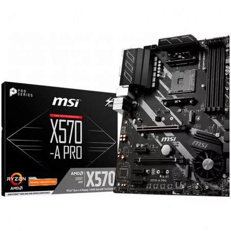 MSI X570-A PRO, ATX, AMD AM4 socket, 2x PCI-E 4.0 x16, HDMI, 4 DIMMs, Dual Channel DDR4-4400(OC), 3x PCIe 3.0, 3x PCIe 3.0 x1, 1