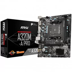 MSI A320M-A PRO,m-ATX,Socket AM4,AMD A320 Chipset,2 DIMMs,Dual Channel DDR4 up to 3200(OC)MHz,1x PCI-E 3.0 x16 slot,4x USB 3.2 G