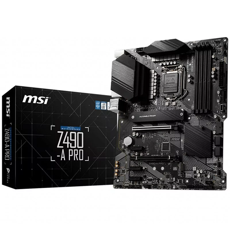 MSI Main Board Desktop Z490-A PRO (Z490, s1200, 2x PCI-E 3.0 x16, DP, HDMI, 4x DDR4, 3x PCIe 3.0 x1, 2x M.2(Gen3 x4), 6x SATA 6G