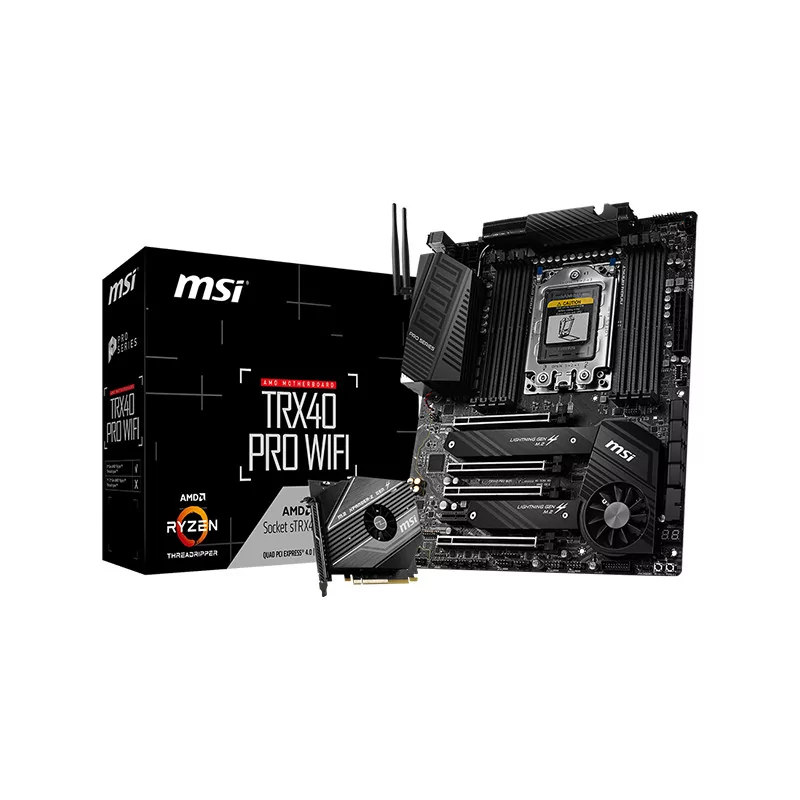 MSI TRX40 PRO WIFI, ATX, AMD sTRX4 socket, 4x PCI-E 4.0 x16, 8 DIMMs, Quad Channel, DDR4-4666MHz(OC), 2x Lightning Gen4 M.2 64Gb