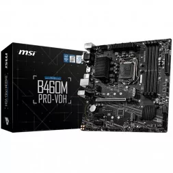 MSI B460M PRO-VDH, m-ATX, Intel LGA 1200 socket, 1x PCI-E 3.0 x16, HDMI, DVI-D, VGA, 4 DIMMs, Dual Channel DDR4-2933 MHz(Max), 2