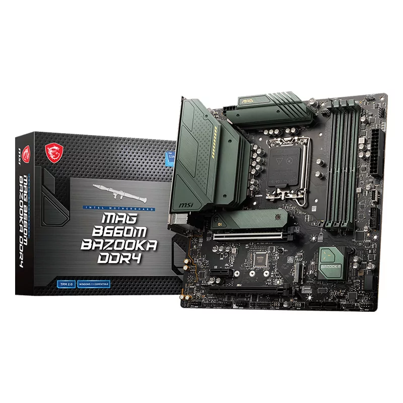 MSI MAG B660M BAZOOKA DDR4, mATX, Socket 1700, Dual Channel DDR4 4800(OC)MHz, 2x PCIe x16 slots, 2x M.2 slots, 1x HDMI, 1x DP, 2