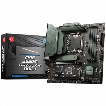 MSI MAG B660M BAZOOKA DDR4, mATX, Socket 1700, Dual Channel DDR4 4800(OC)MHz, 2x PCIe x16 slots, 2x M.2 slots, 1x HDMI, 1x DP, 2